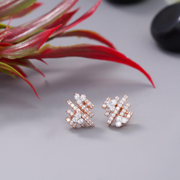 The Two Heart Diamond Gold Earrings