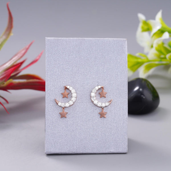 The Star & Moon Diamond Gold Earrings