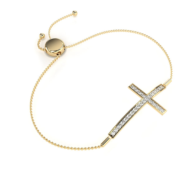 Cross Bracelet Round cut Lab Grown Diamond