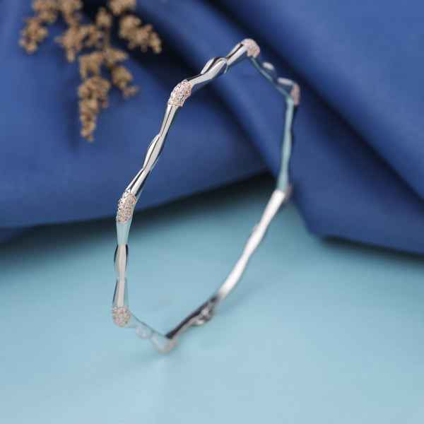 Silver Zircon Minimal Bangle Bracelet