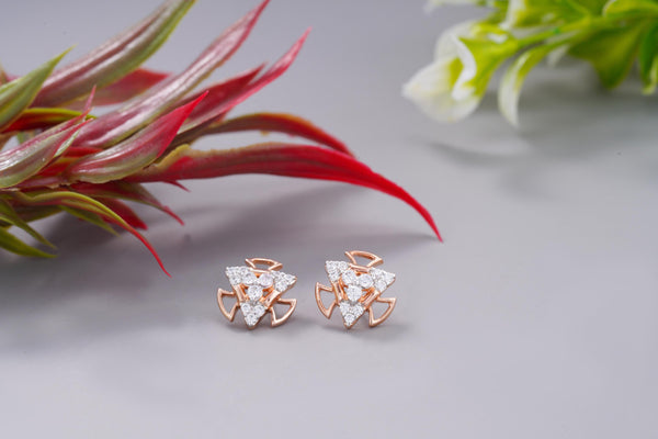 The Triangle Diamond Gold Earrings