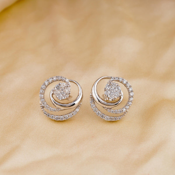 The Versatile  Round Diamond Silver Earrings