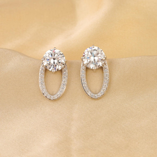 The Paisley Round Diamond Silver Earrings