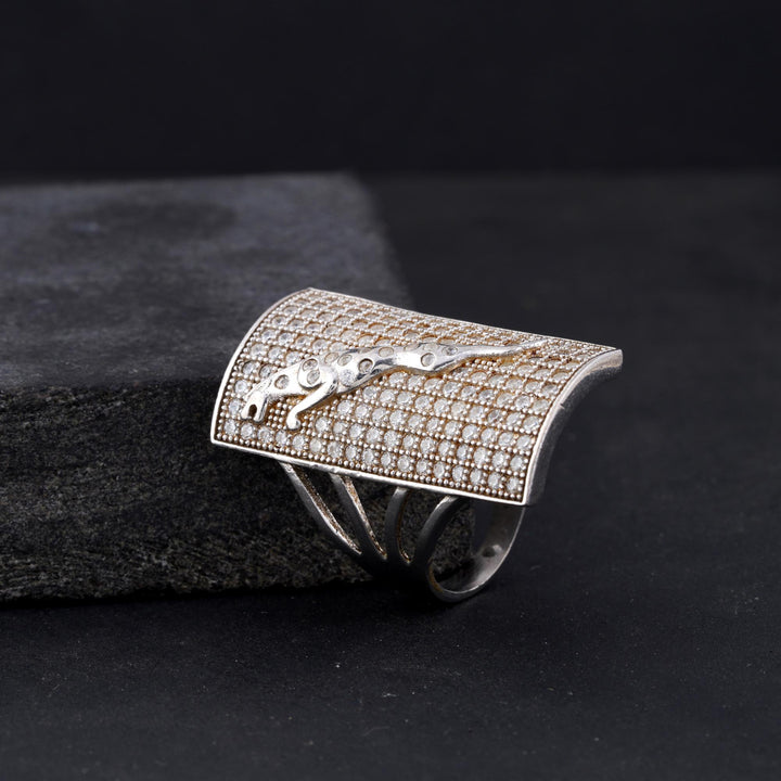 ractangle diamond silver ring