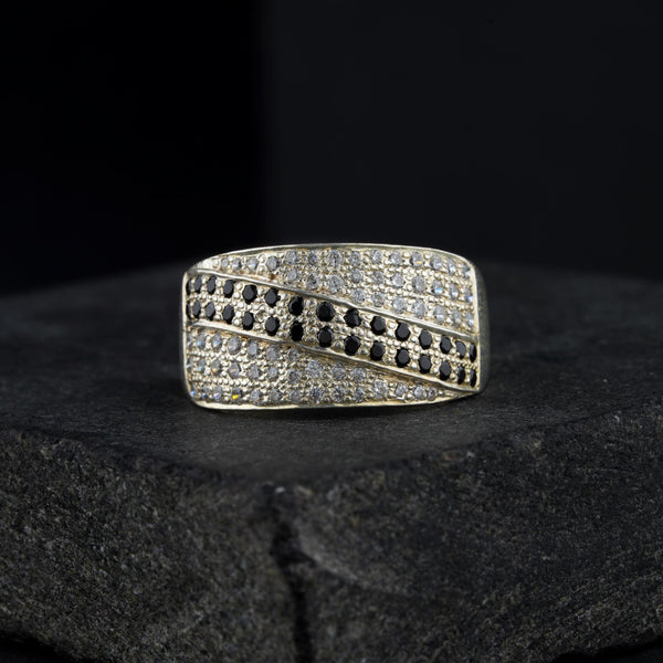 The Sterling Black Zircon Rhodium Diamond Silver Ring