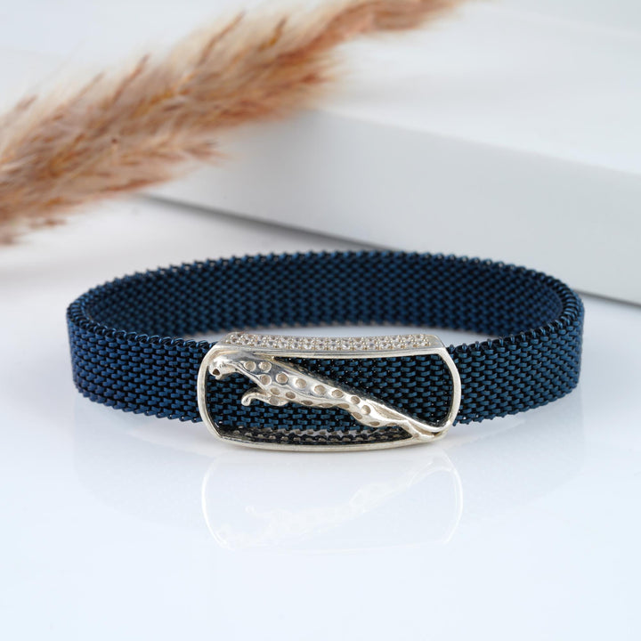 blue lather bracelet