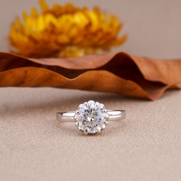 The Raina Solitaire Diamond Silver Ring